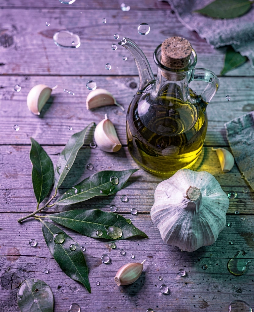 Ingredientes frescos em ambiente controlado